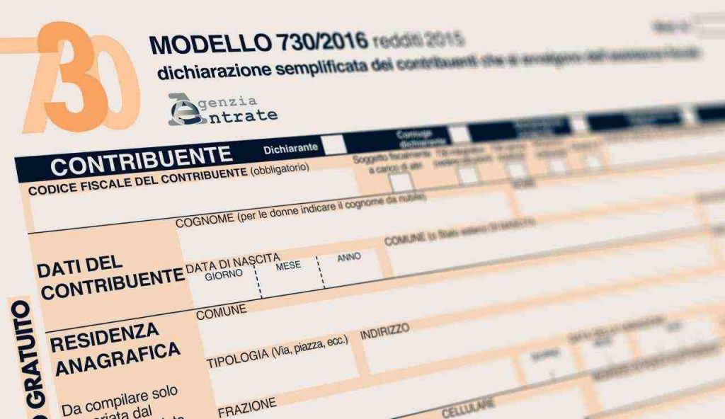 Modello 730 da compilare per dichiarazione dei redditi